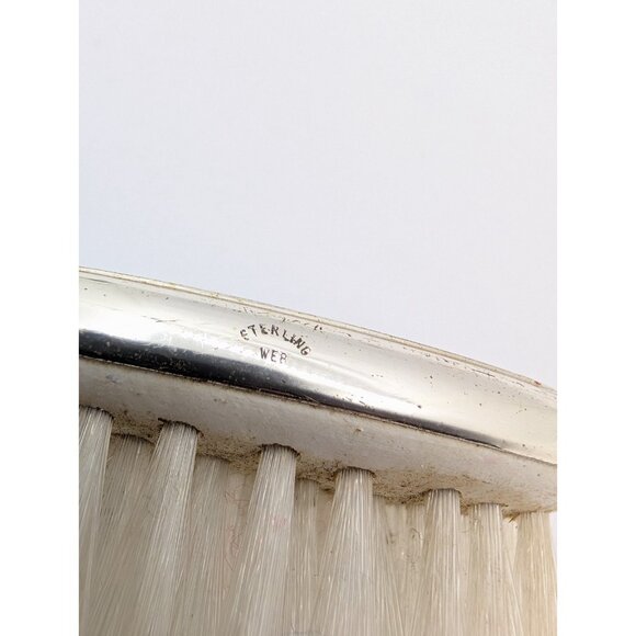 Vintage  baby brush Web Sterling Deco Pinstripe Palm  Bristles Monogram D. B. M - Picture 3 of 10